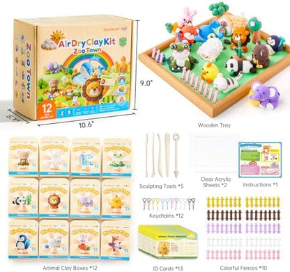 Shuttle Art Air Dry Clay for Kids - Zoo Town, 55 PCS Modeling Clay Kit with Sculpting Tools and Tutorials, Safe & Non-Sticky, Craft Gifts for Boys & Girls - Image 3