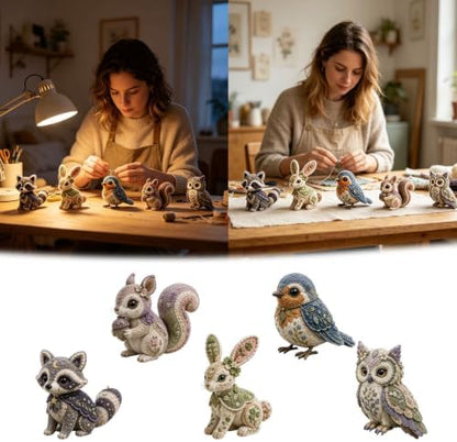 Forest DIY Patchwork Kit, DIY Fabric Animal Craft Kit, Forest Guardians Sewing Kit with Fabric & Accessories, Doll Making Set, Handmade Decor Ornament Gift for Craft Lovers (Owl) - Image 7