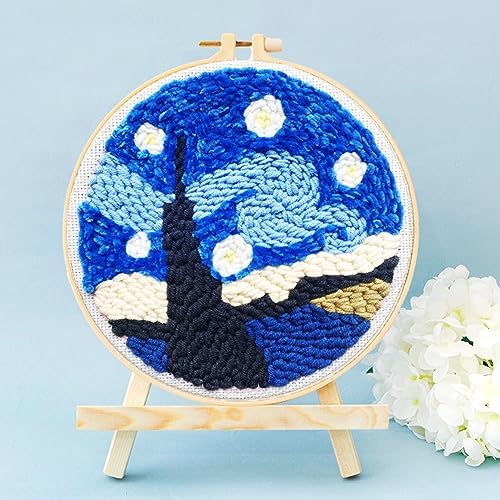 Allazone Punch Needle Embroidery Starter Kits, Pattern Punch Needle Kits Threader Fabric Embroidery, Punch Needle with Adjustable Embroidery Pen for Adults Kids Beginner (Moonlight & Lakeside) - Image 5