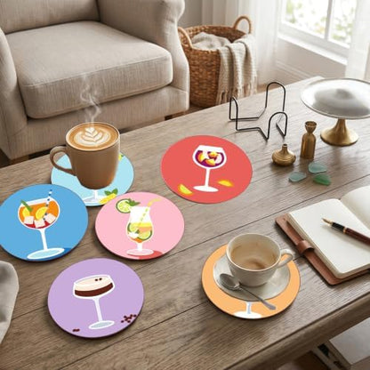 8 Pack Drinks Paint by Numbers Kits Coasters with Holder Cork Pads - Image 3