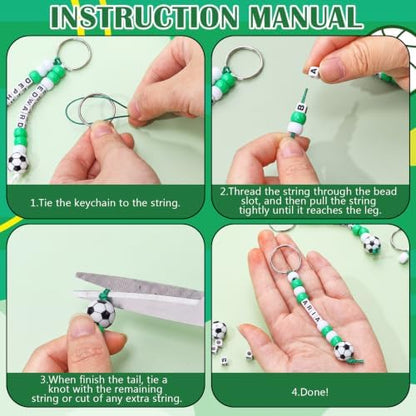 Landical 564 Pcs Soccer Keychain Making Kit Soccer Party Favor Green White - Image 2