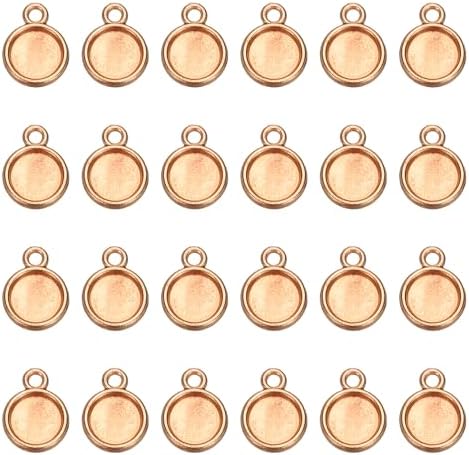 uxcell 50Pcs Round Blank Pendant Trays with Loop 8mm Rose Gold by uxcell