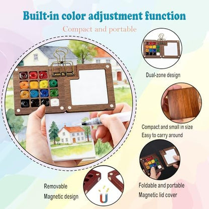EVOCKAY Mini Watercolor Paint Set Portable Watercolor Kit for Adults Travel Watercolors Paint with Sketchbook Mixing Palette and Drawing Pad Perfect for On The Go Creativity and Art Exploration - Image 3