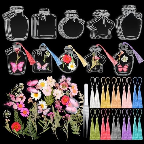 Taobary 91 Pcs DIY Dried Flowers Bookmarks Transparent, Fresh Color by TaoBary