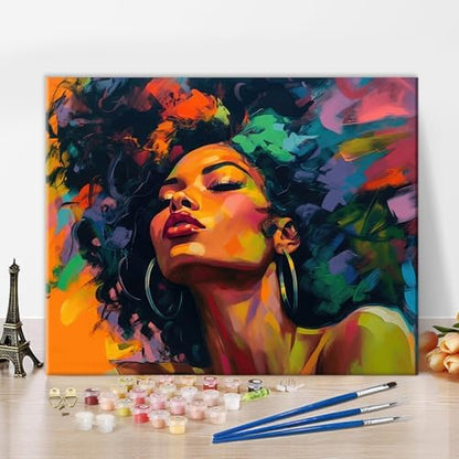 TUMOVO Black Girl Paint by Number Kits for Adults, African American Design by TUMOVO
