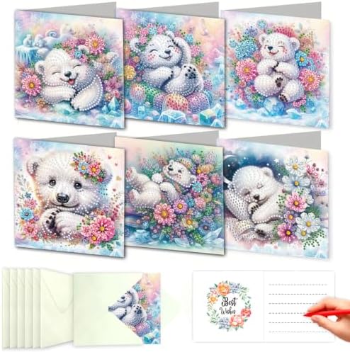 DDGYP 6 Pack Diamond Art Cards with Envelopes, 5.9x5.9 Inch Folded by DDGYP