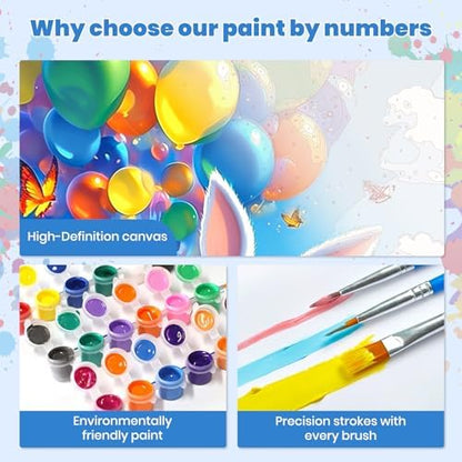 Bunny's Big Balloon Paint by Numbers Kits for Adults, Paint by Number Beginner, Happy Easter Bunny, Canvas Painting by Numbers for Adults, Easy DIY Oil Painting Kits for Gifts Home Decor 16x20 Inch - Image 4