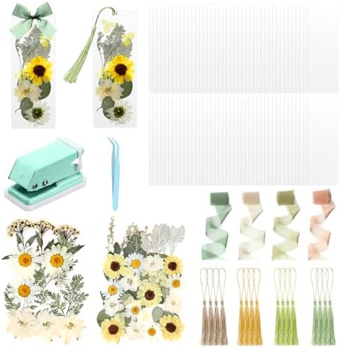 AmazingSpark 222 Pcs Dried Flower Bookmark Kit with Tassels, Classic Color by Unknown