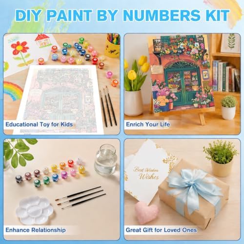 Flower Paint by Numbers Kit for Adults, DIY Oil Painting Canvas 16x20inch - Image 7