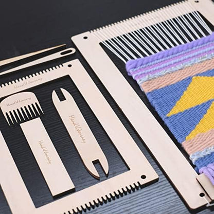 Wool Queen Rectangle Weaving Loom Kit - 2 Sets with Weaving Needles and Tools, Perfect for Beginners and Weaving Enthusiasts, 11''x16.5'' and 7.8''x11.7'' Large Sizes - Image 5
