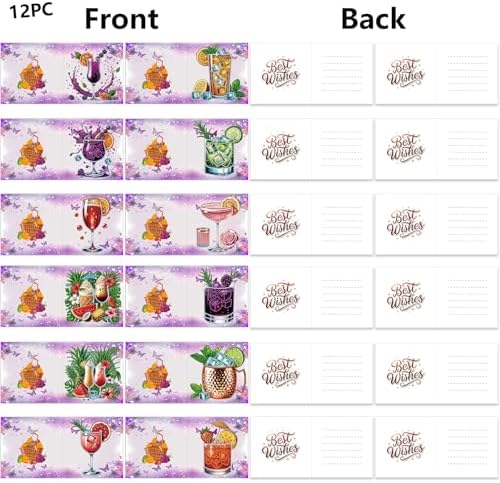 12 Pack Flower Diamond Painting Greeting Kits Fruit Drinks DIY 5D Diamond Art with Envelopes & Rhinestones, Creative Christmas Birthday Gifts for Adults, Family, Friends - Image 2