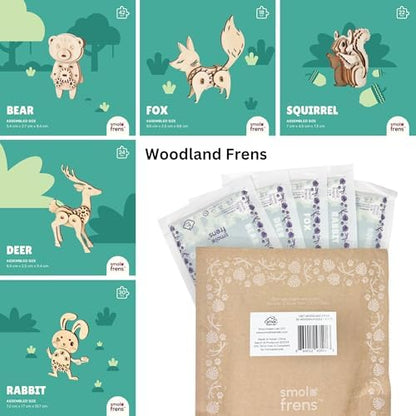3D Wooden Puzzles for Kids Ages 8+, 5 Pack Animal Puzzles, FSC-Certified Wood, Plastic-Free, STEM Kit for Kids Teens Adults, Wood Craft Model Kit, Individually Wrapped Party Favors - Woodland Frens - Image 2