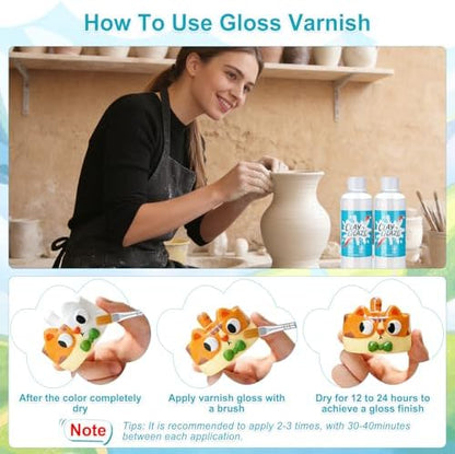 Lezmarket 200ml Air Dry Clay Glaze and 48 Pcs Clay Tools Kit, (Gloss) - Image 6
