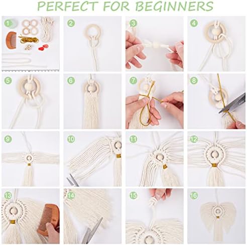 FREEBLOSS 3 Set Colorful Macrame Angel Kit Angel Hanging Ornament Boho Macrame Wall Hanging Decor Gift for Mom Girls - Image 4