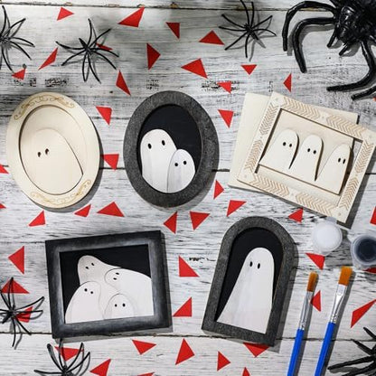 Simgoing 12 Set Adult Halloween Craft, Wood Ghost DIY Frame, Ordinary Style - Image 5