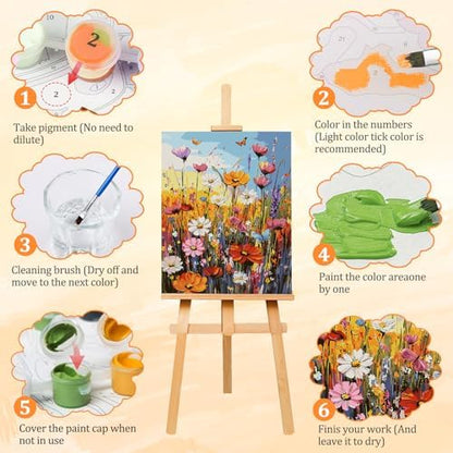 AIRDEA Flowers Paint by Numbers for Adults Beginner,Colorful Flowers Painting by Number Kits on Canvas Frameless,16x20in DIY Acrylic Painting,Home Wall Decor - Image 4