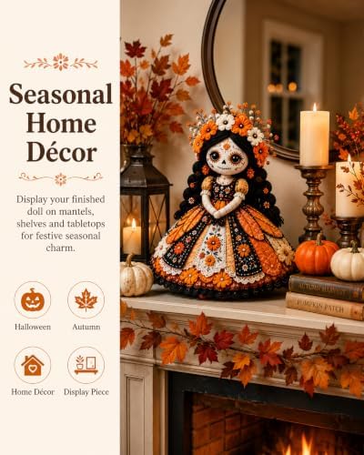 Day of the Dead Patchwork Doll DIY Sewing Kit for Adults，Color-A - Image 6