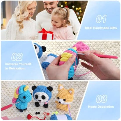 Autglint Panda Crochet Kit for Beginners, Learn to Crochet Starter Kit with Pre-Started Yarn & Easy-to-Follow Video Tutorials, DIY Amigurumi Animal Kit for Adults Kids Gift - Image 6
