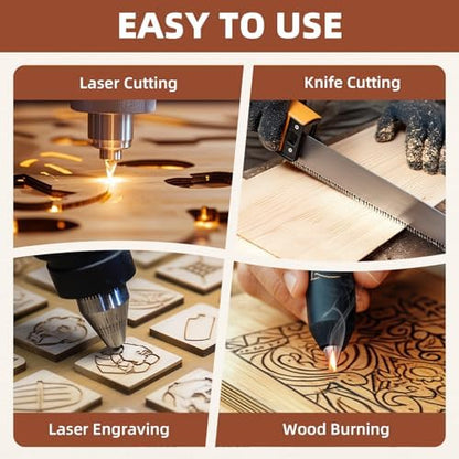Rowood Mahogany Plywood Sheets for Laser Cutting,12x12x1/8inch,6 Pack 3mm Thin Unfinished Wood Crafts for Laser Engraving Blanks and DIY Ornaments and Architectural Model - Image 4