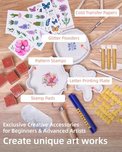 Air Dry Clay Kit for Adults, Pottery Kit for Beginners, 48 PCS Clay Kit with Acrylic Paints, Stamps, Sculpting Tools & Step-by-Step Guide - Crafts for Birthdays Xmas Gift & Decor - Image 4