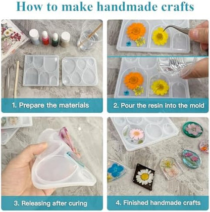 Roxjaejae 46 PCS Resin Earring Molds Silicone Kit, Resin Jewelry Making Kit with Built-in Holes for Earrings, Necklace, Pendants, Keychains - Image 6