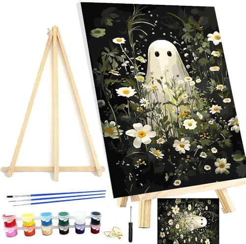 Halloween Framed Paint by Numbers Kits for Adults 12x16in with Wooden Easel by MeothanDiamondPainting