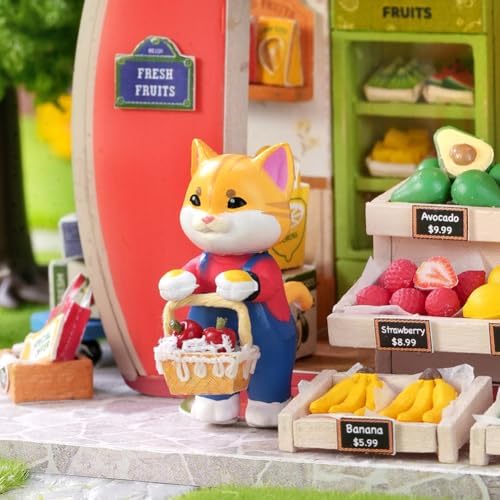 Dollhouse Miniature DIY House Kit,Mini 3D Wooden Doll House Craft Model with LED Creative Room Perfect DIY Gift for Friends, Lovers and Families (Fruit Shop) - Image 5