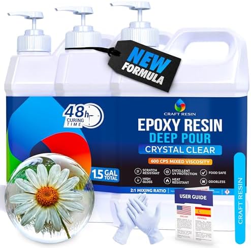 Craft Resin Deep Pour Epoxy Resin Kit. 2” Pours, Crystal Clear - 1.5 Gallon by CraftResin