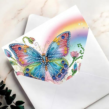 6PCS Butterflies and Flowers Diamond Art Painting Greeting Cards Kit with Envelopes - 5D DIY Diamond Art Card Kits for Adults - Handcrafted Postcards for Birthday & Holiday - Image 7