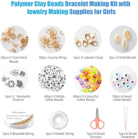 Ybxjges Clay Beads Bracelet Making Kit, 3800Pcs Polymer Flat Beads for Jewelry Making Heishi Beads for Friendship Bracelet Kit with Charm Kit for DIY Crafts Gifts for Girls Age 6-12 - Image 3