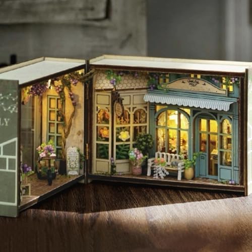 DIY Miniature Dollhouse Kits - Wooden Mini Model House with LED Lights, Tiny Furniture & Accessories – Craft Building Kits for Teens & Adults (Molly Garden) – Birthday Valentine's Gift by ESTUSR