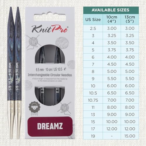 KnitPro Dreamz Interchangeable Circular Needles 4" (10cm) | US Size 10.5 (6.5mm) - Image 4