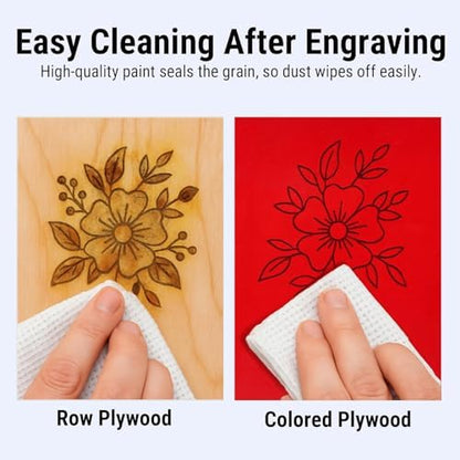 4 Pack Red Basswood Sheets for Crafts, 12"x12"x1/8" (3mm) Unfinished Plywood for Laser Cutting & Engraving, DIY Ornaments & Architectural Models - Image 5