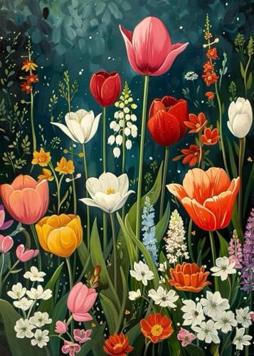 MYBISYMQQ Flower Stamped Cross Stitch Kits, DIY Flowers Cross Stitch Ornament Kits for Adults Beginners, Counted Embroidery Needlepoint Kits Home Decor 15.7x11.8 inch by Unknown