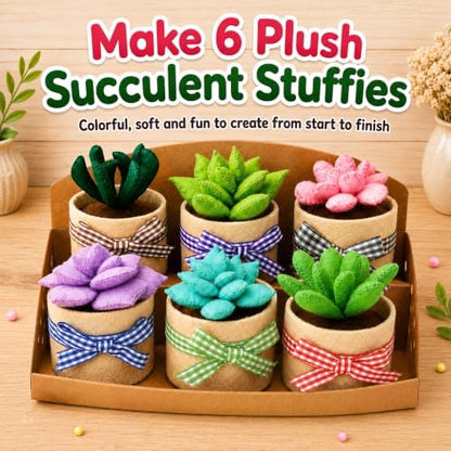 Glittery Garden Felt Succulent Craft Kit. Sewing Project to Make 6 Plushies - Image 3