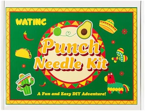 WATINC Christmas Punch Needle Coaster Kits - 23Pcs Easy Art Work Decor Craft Supply for Beginners, DIY Set of 6 Pattern Tufted Pads with Adhesive Felt Yarns Tools Coaster Holder Instruction (Green) - Image 7