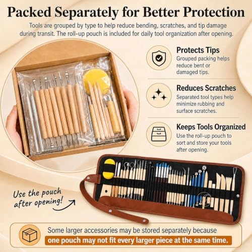 47PCS Pottery Tools Kit, Ceramic Tools, Clay Sculpting Tools - Image 3