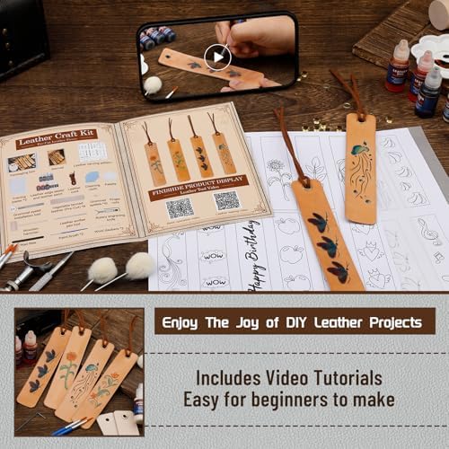 Leather Crafting Kit, Leather Bookmarks Making Kit Tools Supplies Tutorial - Image 5