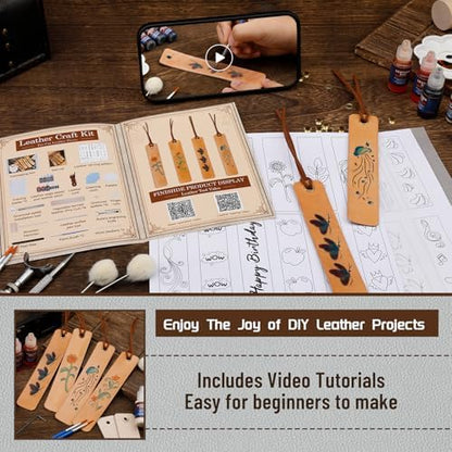 Leather Crafting Kit, Leather Bookmarks Making Kit Tools Supplies Tutorial - Image 5