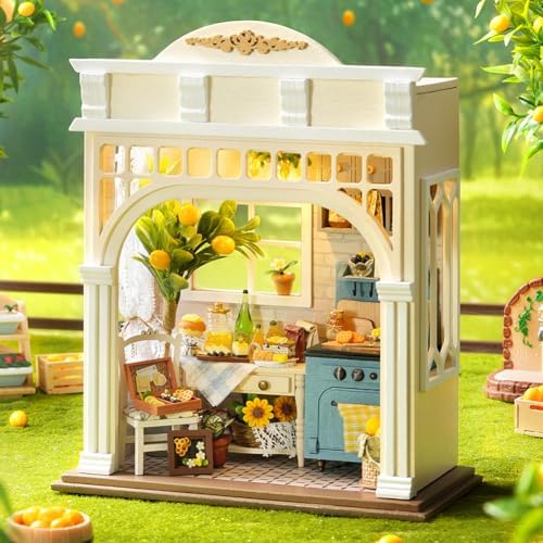 DIY Miniature Dollhouse with LED Lights, Wooden Dollhouse Book Nook Kit for Desktop, Bookshelf Decor, Gifts for Friends, Family (Sunshine Season) - Image 4