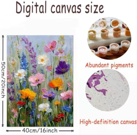 Wildflower Paint by Numbers Kit for Adults,Paint Canvas Wall Decor 16x20In - Image 5