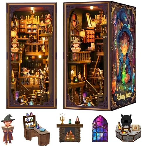 Book Nook Kit Magic Lab DIY 3D Puzzle Wooden Dollhouse with LED Light by Lycidae