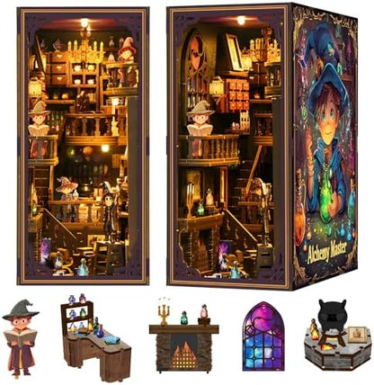 Book Nook Kit Magic Lab DIY 3D Puzzle Wooden Dollhouse with LED Light by Lycidae