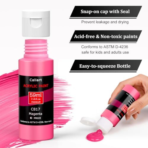 Caliart 24 Colors Acrylic Paint Set with 12 Brushes - Image 5