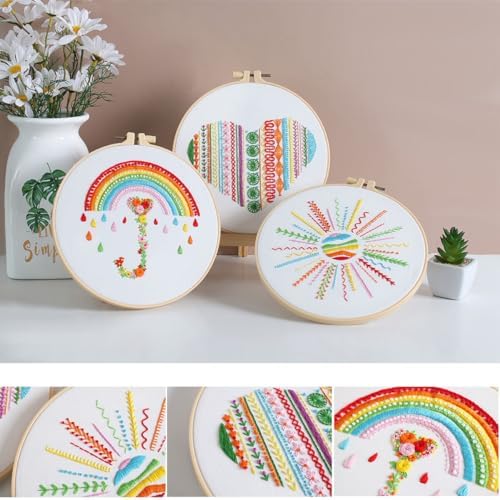Konrisa Easy Embroidery Kit for Beginners Stamped Embroidery Starter Kit DIY Sewing Needlepoint Cross Stitch for Adults, Stitch Practice Kit 3 Embroidery Fabric Pattern - Image 4