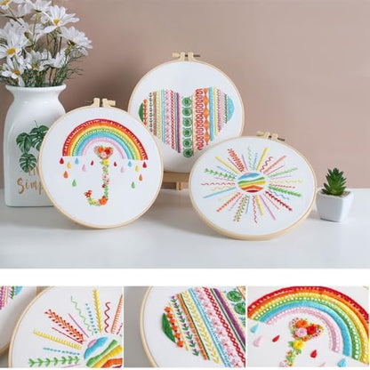 Konrisa Easy Embroidery Kit for Beginners Stamped Embroidery Starter Kit DIY Sewing Needlepoint Cross Stitch for Adults, Stitch Practice Kit 3 Embroidery Fabric Pattern - Image 4