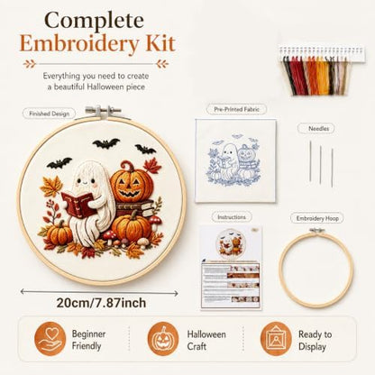 YOUDRN Halloween Ghost Reading Book Embroidery Kit for Beginners Adults - Image 2