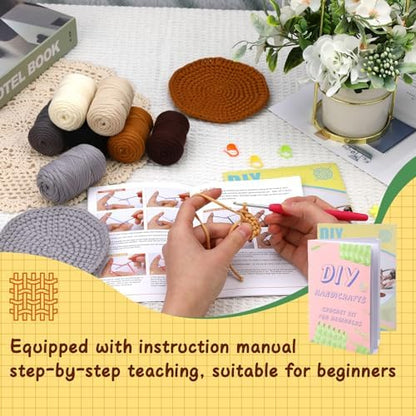 UzecPk Crochet Kits, Crochet Kit for Beginners 8 PCS Crochet Coasters Kits - Image 3