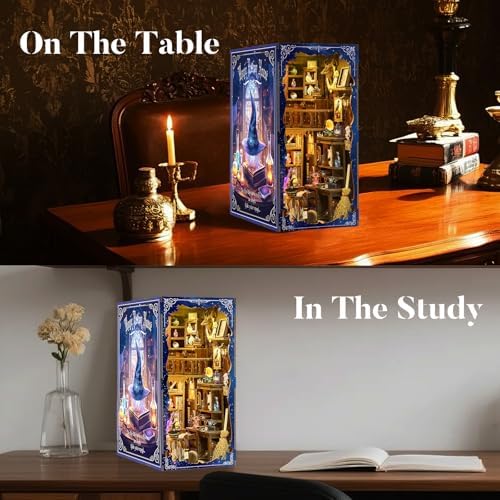 DIY Book Nook Kit for Adults,Magic Potion House,3D Miniature Dollhouse Kit with LED,Miniature House Craft Gifts for Family,man,Friends and Book Lovers - Image 4