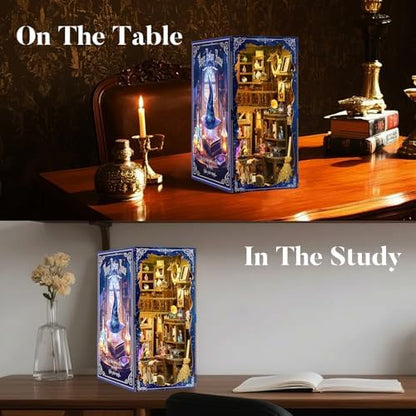 DIY Book Nook Kit for Adults,Magic Potion House,3D Miniature Dollhouse Kit with LED,Miniature House Craft Gifts for Family,man,Friends and Book Lovers - Image 4